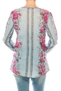 Vintage Boho Blouse with Embroidery and Drawstrings