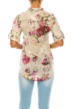 Load image into Gallery viewer, Vintage Floral Tunic with Pin Tucks &amp; Roll Up Sleeves
