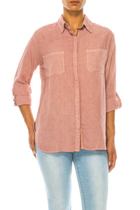 Garment Dyed Pink Linen Shirt