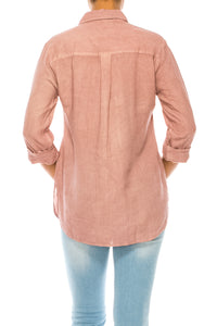 Garment Dyed Pink Linen Shirt