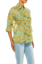 Load image into Gallery viewer, Vintage Paisley Shirt with Lace Inserts and Pin Tucks
