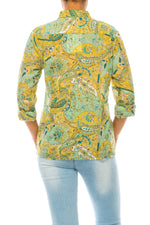 Load image into Gallery viewer, Vintage Paisley Shirt with Lace Inserts and Pin Tucks
