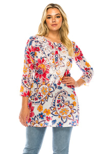 Boho Tunic with Floral Embroidery