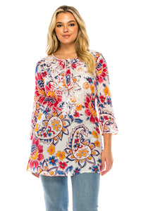 Boho Tunic with Floral Embroidery