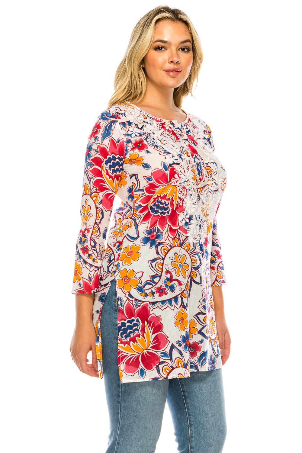 Boho Tunic with Floral Embroidery