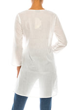 Load image into Gallery viewer, White Tunic with Floral Embroidery
