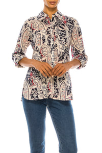 Paisley Print Button-Down Shirt