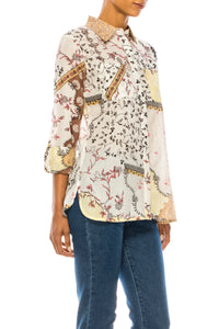 Patchwork Print Button-Down Shirt