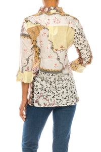 Patchwork Print Button-Down Shirt