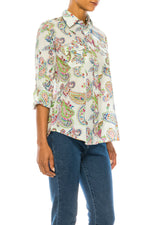 Load image into Gallery viewer, Paisley Print Button-Down Shirt with Shoulder Epaulettes
