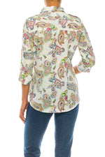 Load image into Gallery viewer, Paisley Print Button-Down Shirt with Shoulder Epaulettes
