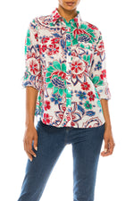 Load image into Gallery viewer, Floral Print Button-Down Shirt With Shoulder Epaulettes
