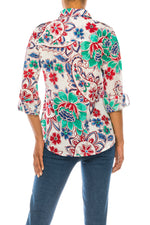 Load image into Gallery viewer, Floral Print Button-Down Shirt With Shoulder Epaulettes
