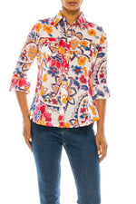 Load image into Gallery viewer, Floral Print Button-Down Shirt With Shoulder Epaulettes
