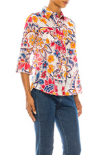 Load image into Gallery viewer, Floral Print Button-Down Shirt With Shoulder Epaulettes
