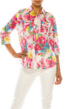 Load image into Gallery viewer, Floral Print Button-Down Shirt With Shoulder Epaulettes
