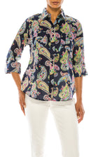 Load image into Gallery viewer, Paisley Print Button-Down Shirt with Shoulder Epaulettes
