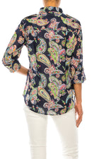 Load image into Gallery viewer, Paisley Print Button-Down Shirt with Shoulder Epaulettes
