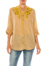 Load image into Gallery viewer, Vintage Button-Down Tunic with Embroidery
