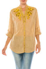 Load image into Gallery viewer, Vintage Button-Down Tunic with Embroidery
