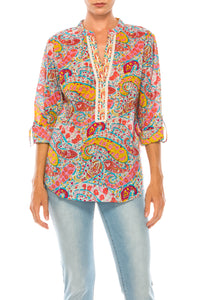 Paisley Printed Tunic with Embroidery