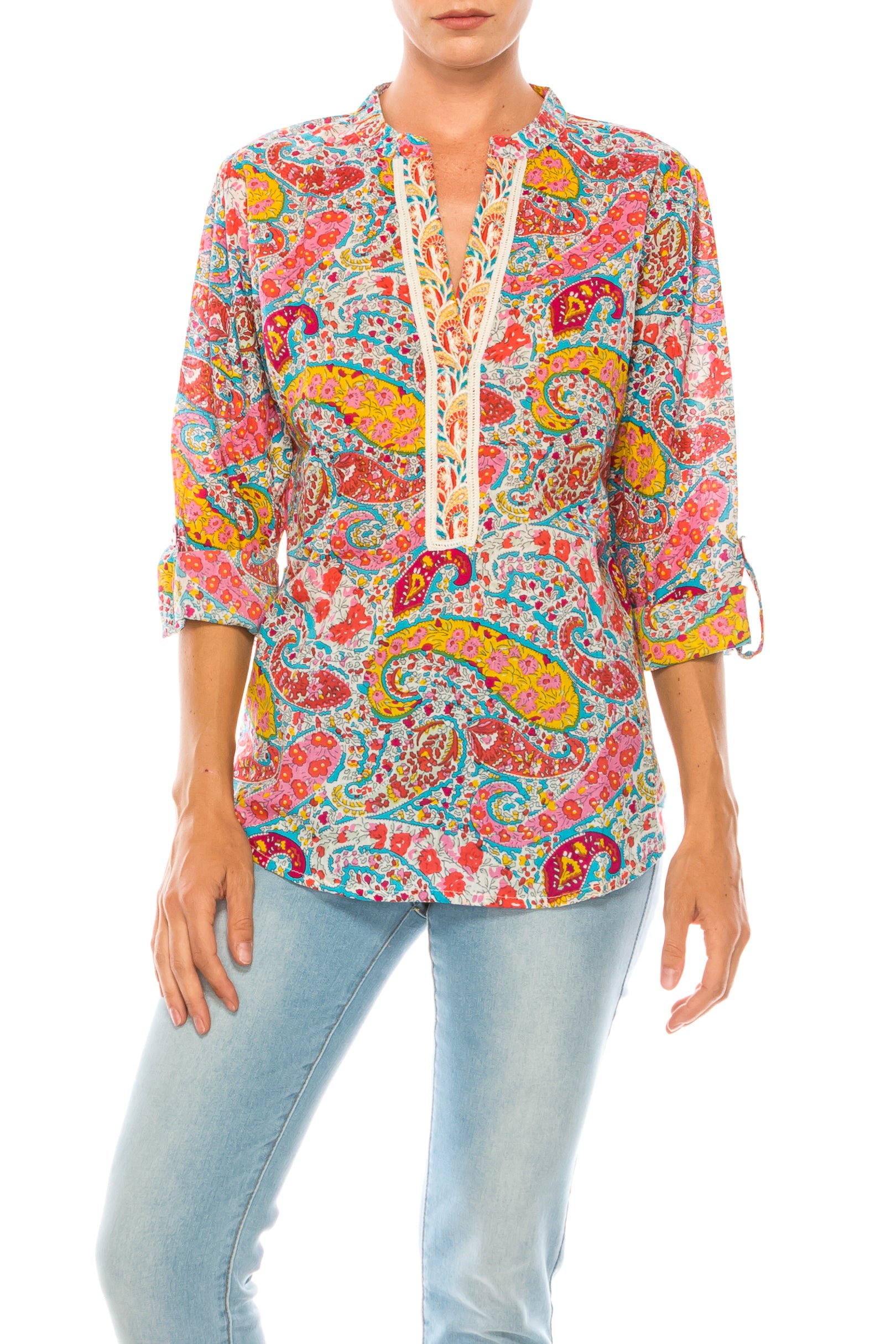 Paisley Printed Tunic with Embroidery