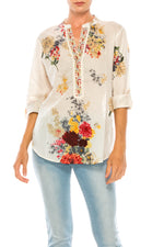 Load image into Gallery viewer, Ivory Floral Printed Tunic with Embroidery
