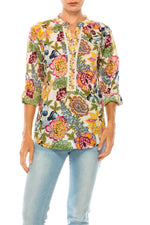 Load image into Gallery viewer, Ivory Floral Printed Tunic with Embroidery
