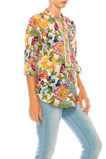 Load image into Gallery viewer, Ivory Floral Printed Tunic with Embroidery
