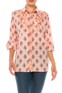 Floral Printed Shirt with Embroidery