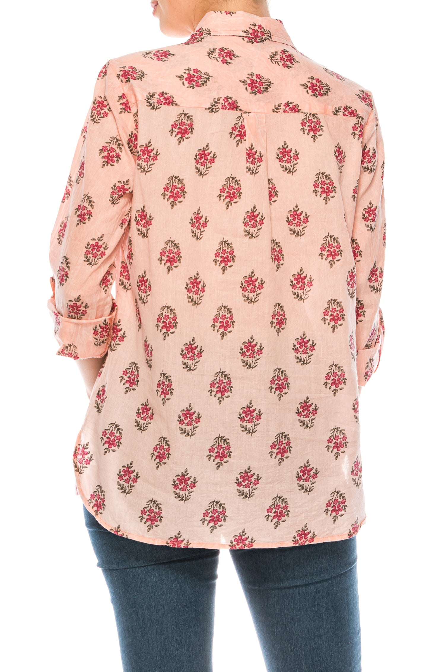 Floral Printed Shirt with Embroidery