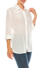 Load image into Gallery viewer, White Button-Down Shirt with Embroidery
