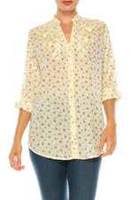 Load image into Gallery viewer, Floral Printed Button-Down Tunic with Embroidery
