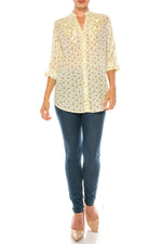 Load image into Gallery viewer, Floral Printed Button-Down Tunic with Embroidery
