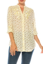 Load image into Gallery viewer, Floral Printed Button-Down Tunic with Embroidery
