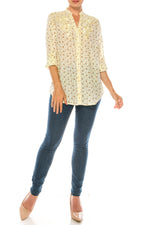 Load image into Gallery viewer, Floral Printed Button-Down Tunic with Embroidery
