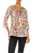 Load image into Gallery viewer, Ivory Paisley Floral Tunic with Embroidery
