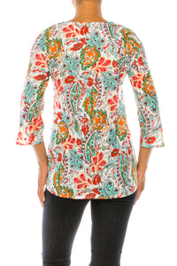 Ivory Paisley Floral Tunic with Embroidery