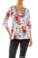 Load image into Gallery viewer, Cream Floral Boho Floral Tunic with Embroidery
