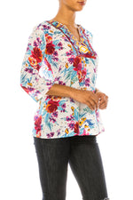 Load image into Gallery viewer, Cream Floral Boho Floral Tunic with Embroidery
