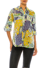 Load image into Gallery viewer, Patchwork Floral Paisley Print Button-Down Shirt
