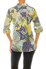 Load image into Gallery viewer, Patchwork Floral Paisley Print Button-Down Shirt
