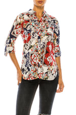 Load image into Gallery viewer, Patchwork Floral Print Button-Down Shirt
