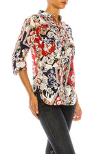 Load image into Gallery viewer, Patchwork Floral Print Button-Down Shirt
