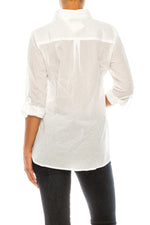 Load image into Gallery viewer, White Button-down Shirt with White Floral Embroidery
