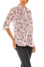 Load image into Gallery viewer, Pink Floral Printed Button-Down Shirt
