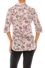 Load image into Gallery viewer, Pink Floral Printed Button-Down Shirt
