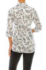 Load image into Gallery viewer, Light Sky Blue Floral Printed Button-Down Shirt
