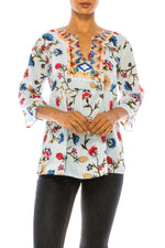 Load image into Gallery viewer, Light Blue Boho Floral Tunic with Embroidery
