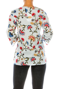 Light Blue Boho Floral Tunic with Embroidery